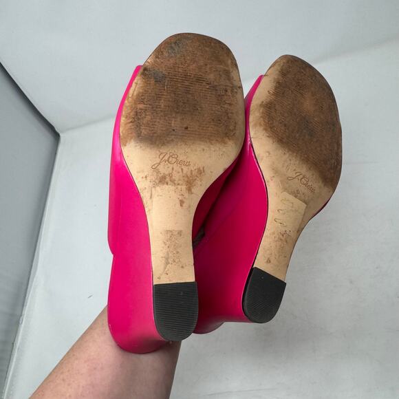 J. Crew Bianca Wedge Sandals Pink Leather Open Toe Slip-On Heels Size 9 - Picture 9 of 11